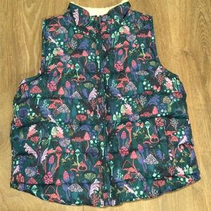 Gymboree Girls Navy Floral Mushroom Puffer Vest - Pink, Purple, Green